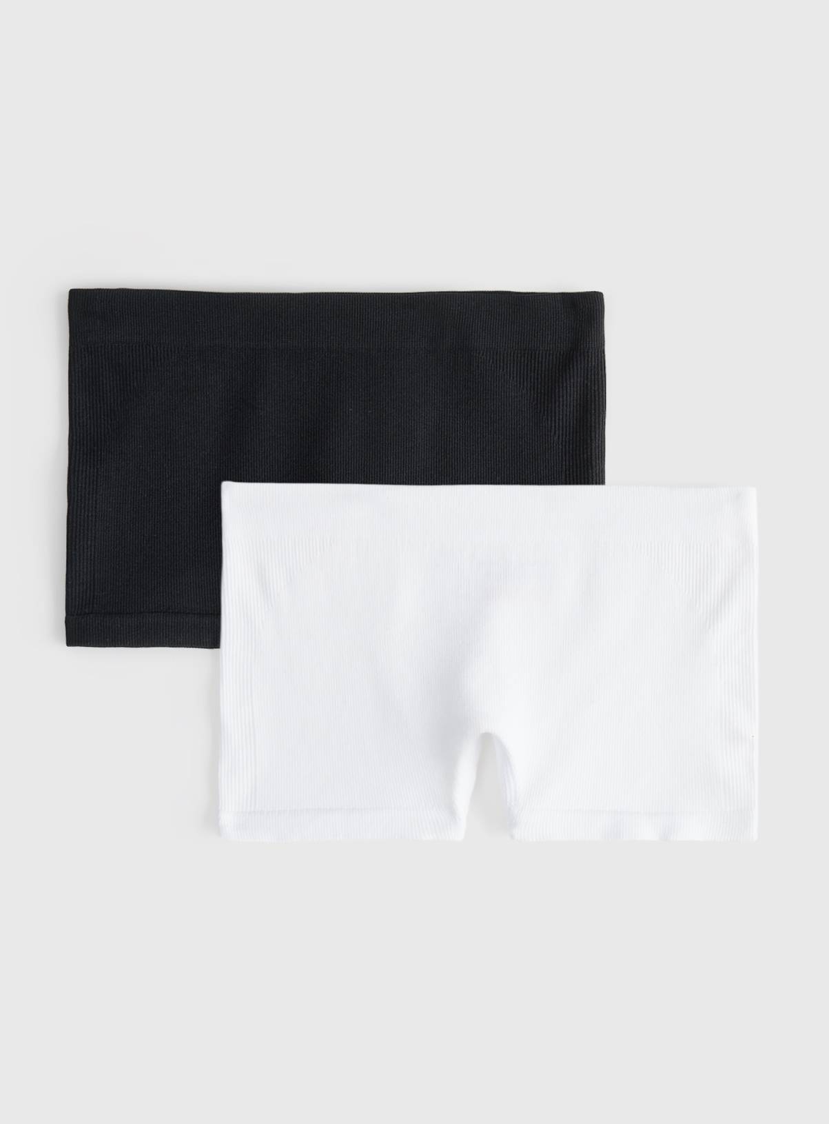 Black & White Ribbed Boxer Shorts 2 Pack 6-8 years - Image 1